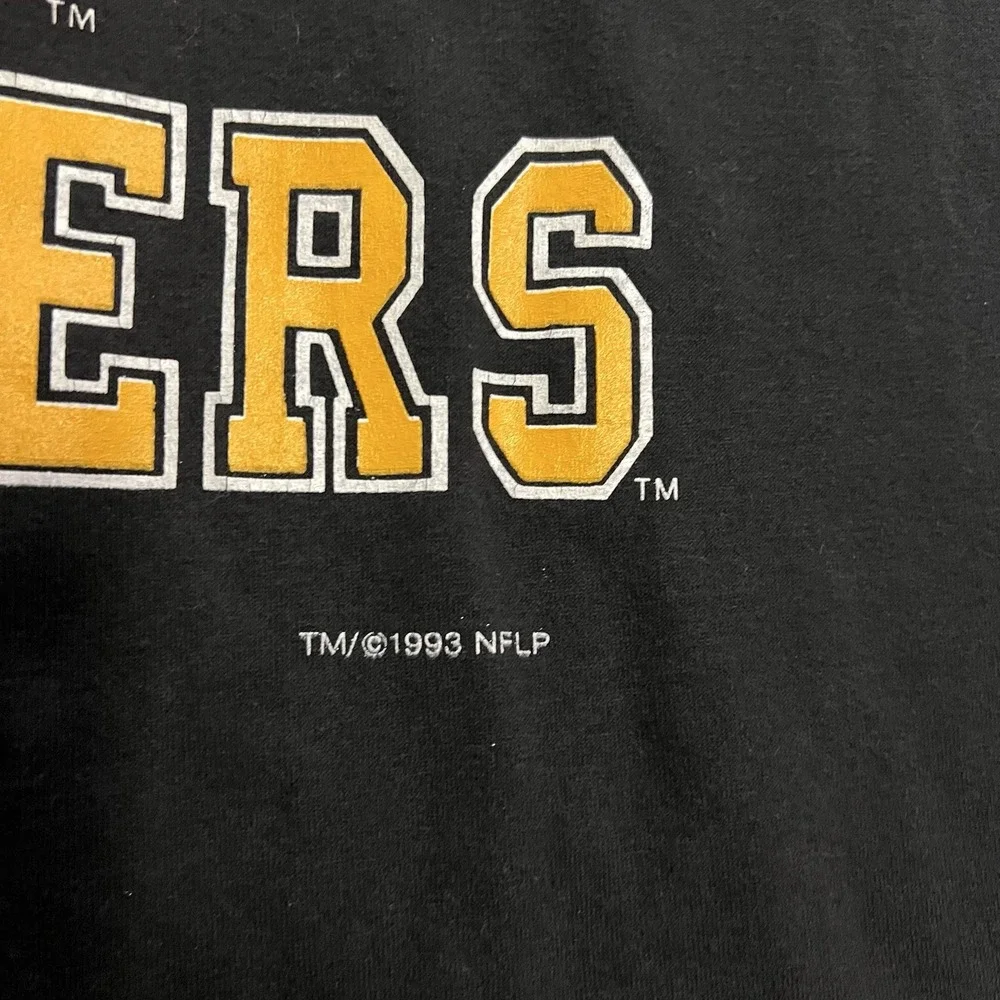 Vintage Pittsburgh Steelers Shirt Mens Size Large Black NFL Football Logo 7 1993